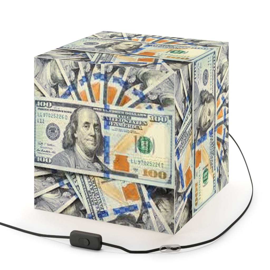 Money Print Cube Lamp | Light Cube Lamp, 100 Bill Pattern