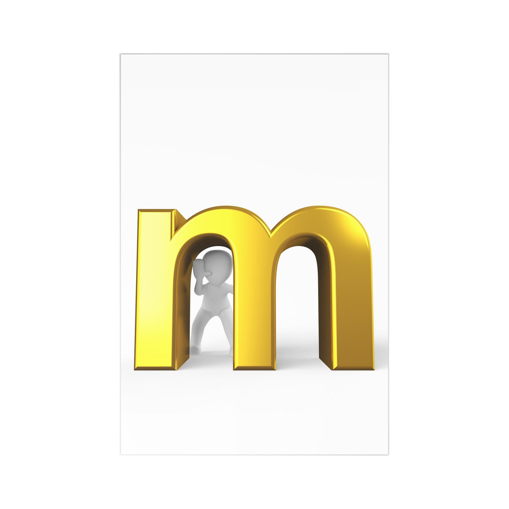 Gold 3D Letter M Postcards | Set of 7