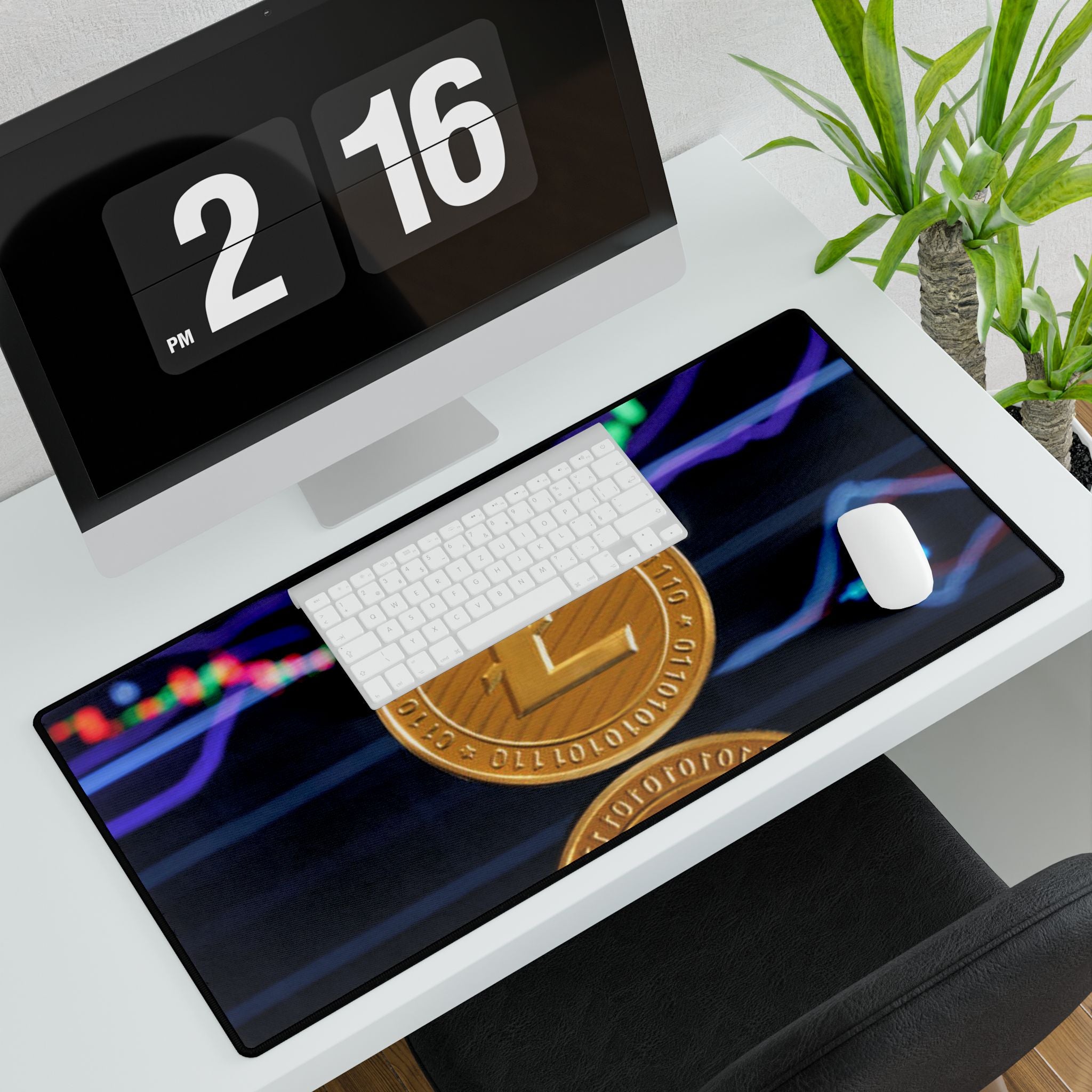 Litecoin coin with crypto chart Desk Mat | Cryptocurrency gaming deskpad
