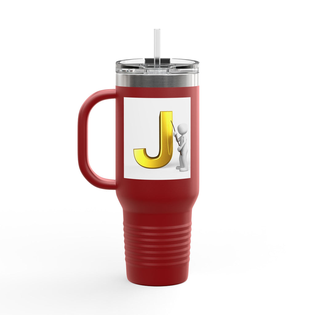 Gold Letter J Initial Travel Mug | 40oz Insulated Tumbler