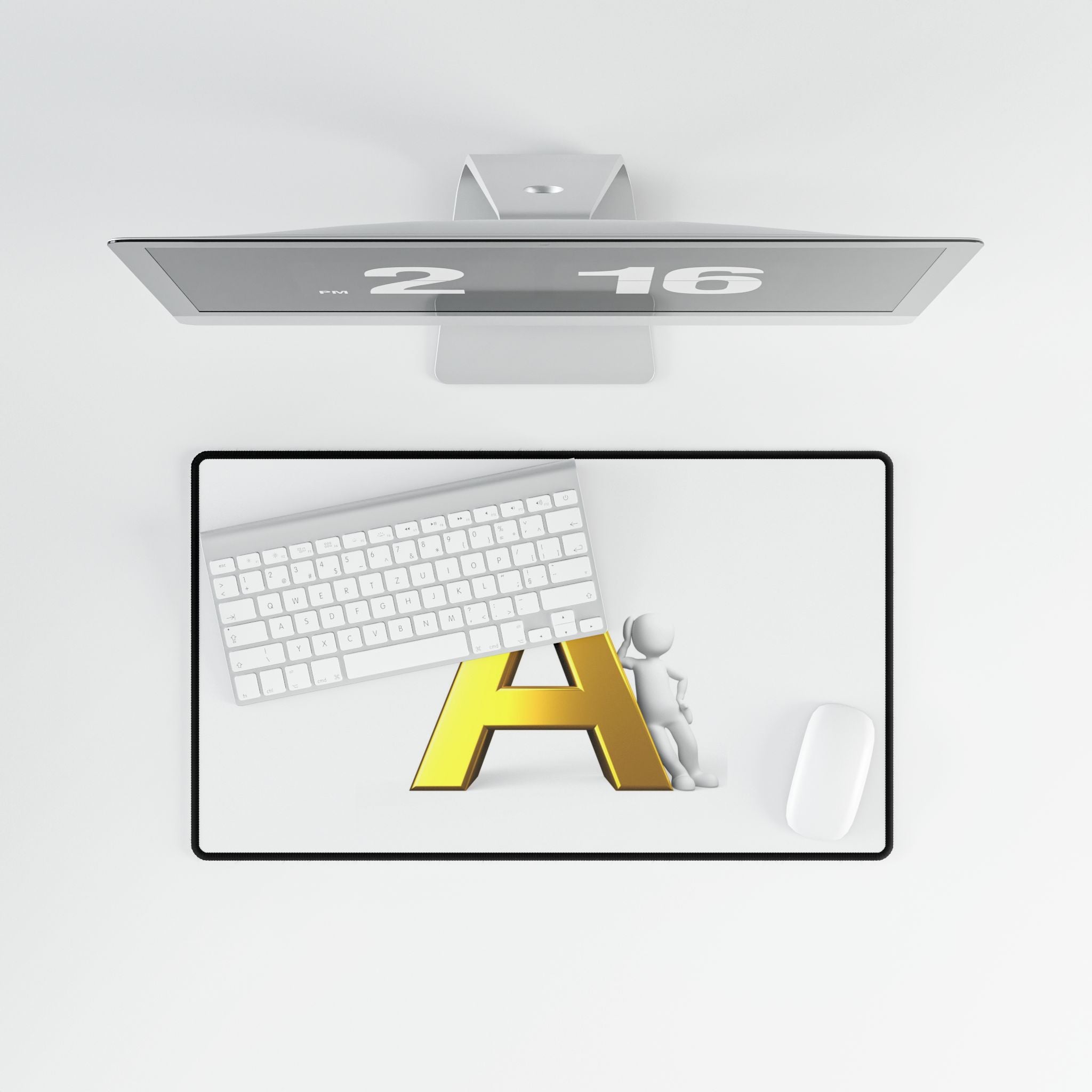 Gold Letter A Desk Mat | Monogram Initial Mouse Pad