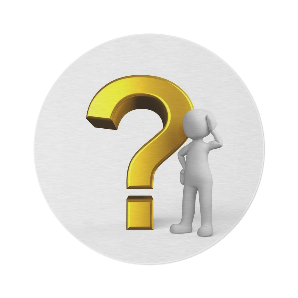 Gold Question Mark Figure Round Rug | Modern Curious Décor