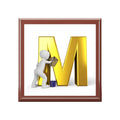 Gold Letter M with Painter Figure Jewelry Box | Monogram Initial M