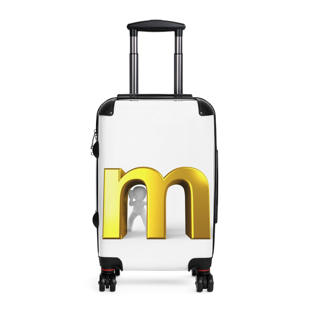 Gold Letter M Monogram Suitcase | Personalized Initial Luggage