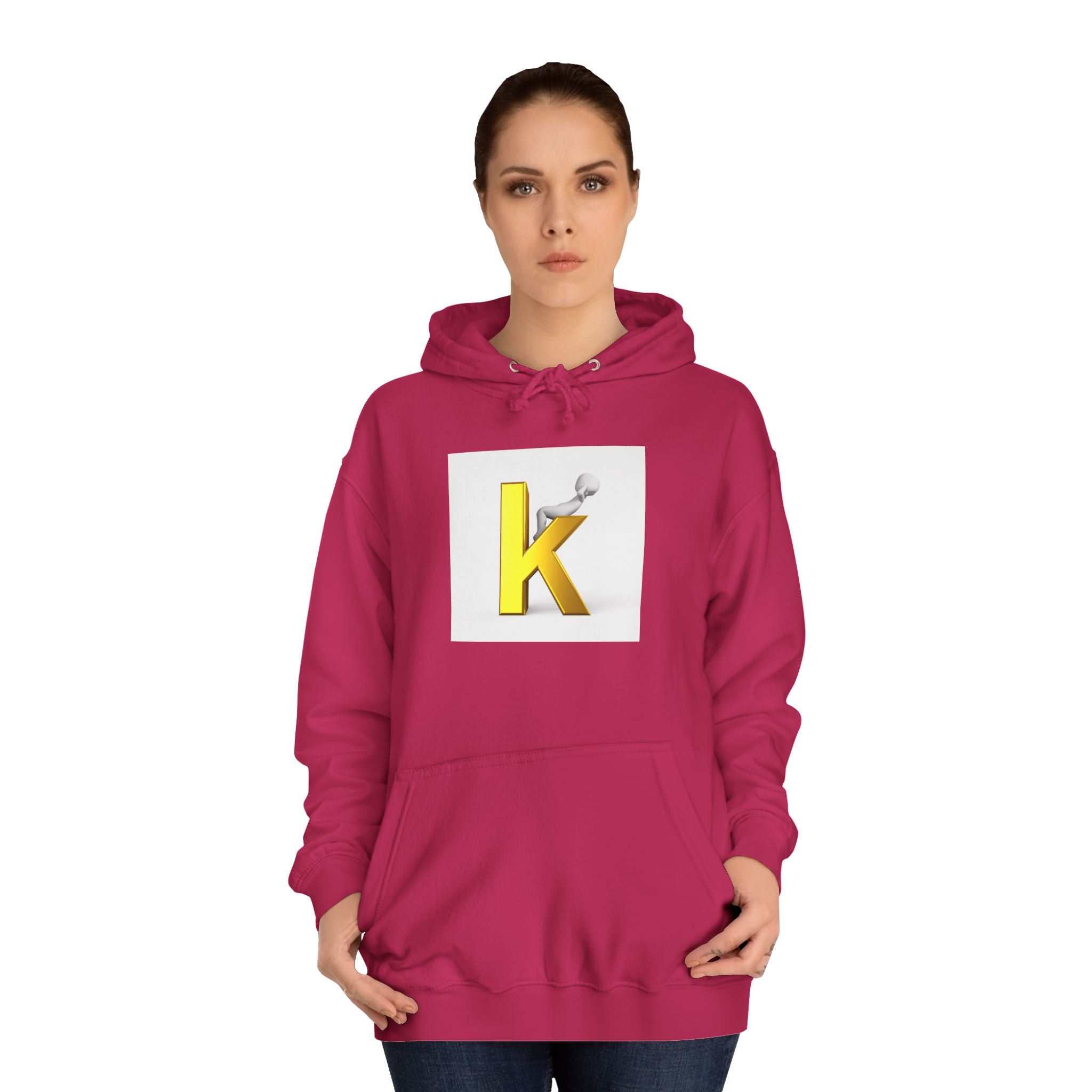 Gold 3D Letter K Hoodie | Monogram Initial K Sweatshirt