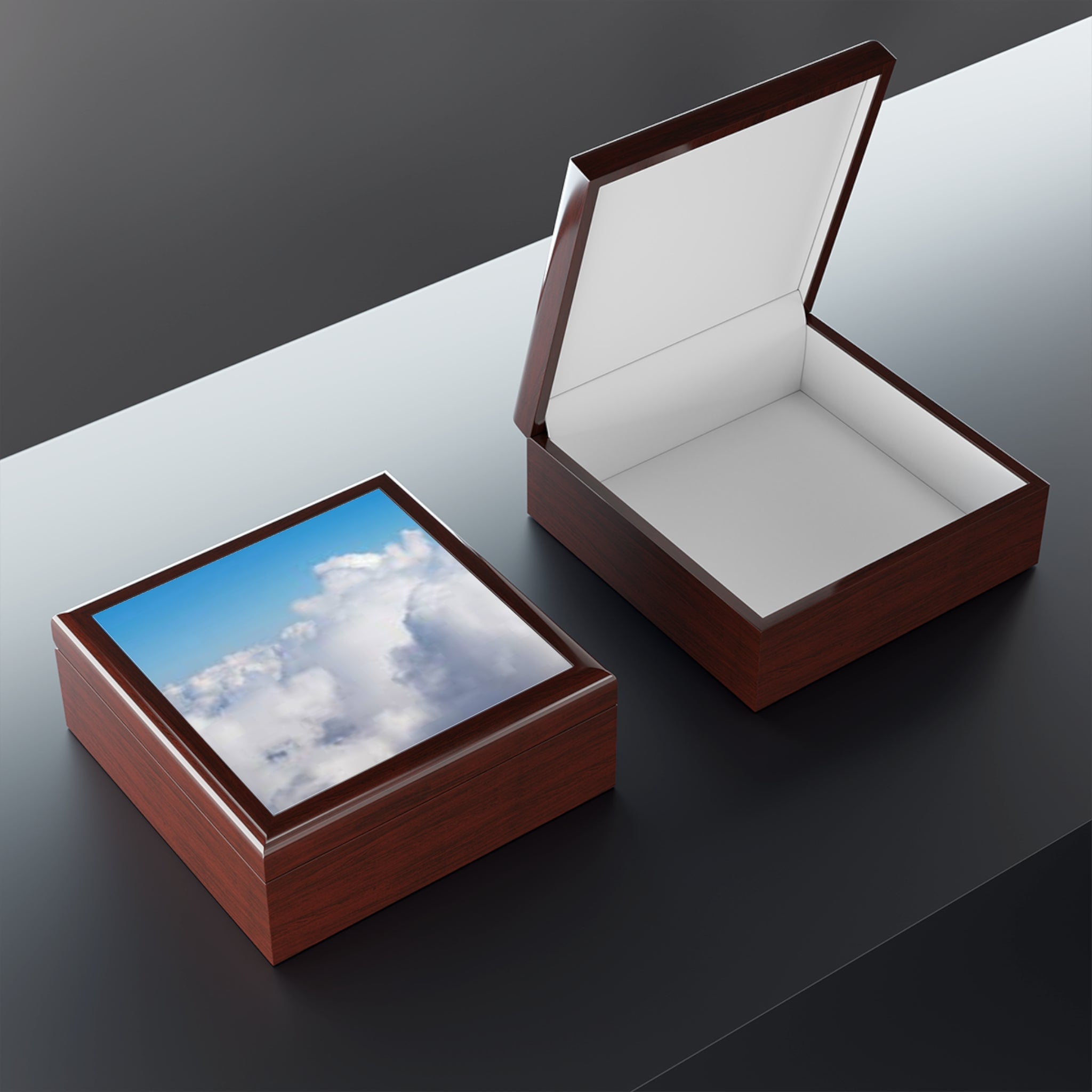 Blue Sky Clouds Jewelry Box | Cloudscape Photo Keepsake Box
