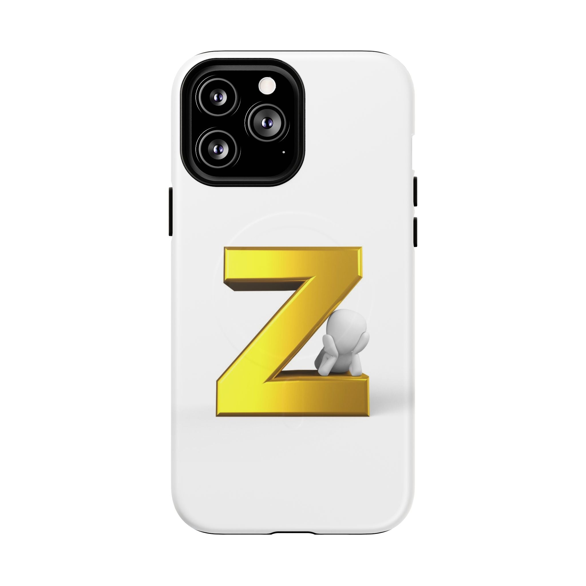 Coque de Téléphone Lettre Z Or 3D | Coque Magnétique Robuste, Initiale Monogramme