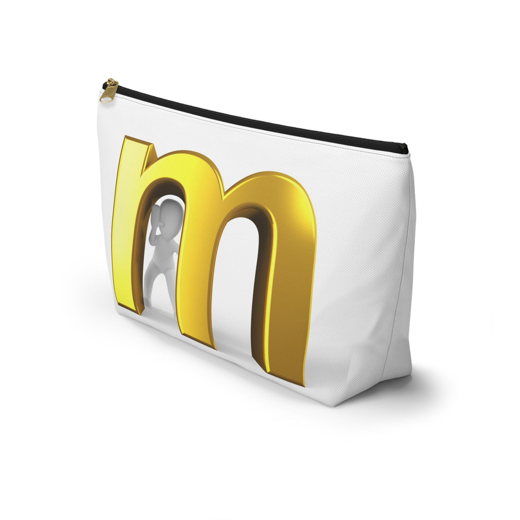 Gold Letter M Monogram Accessory Pouch | T-Bottom Makeup Bag