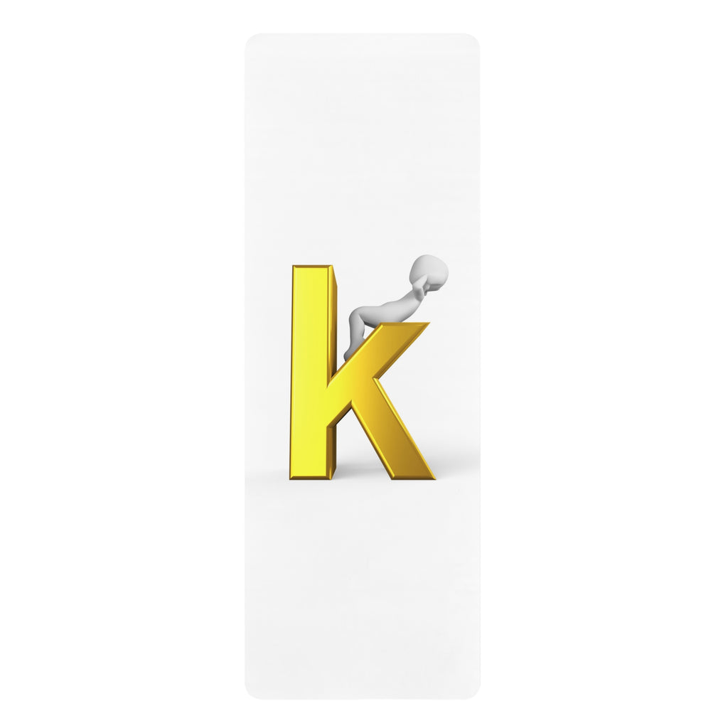 Gold Letter K with 3D Figure Rubber Yoga Mat | Initial Monogram Exercise Mat