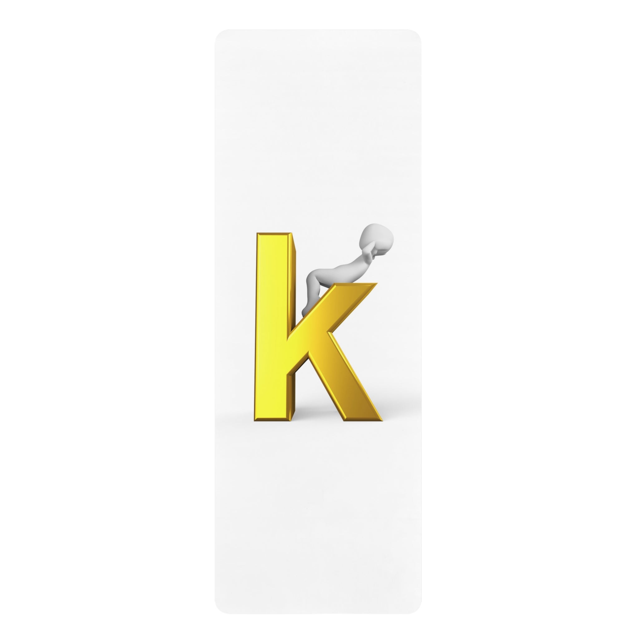 Gold Letter K with 3D Figure Rubber Yoga Mat | Initial Monogram Exercise Mat