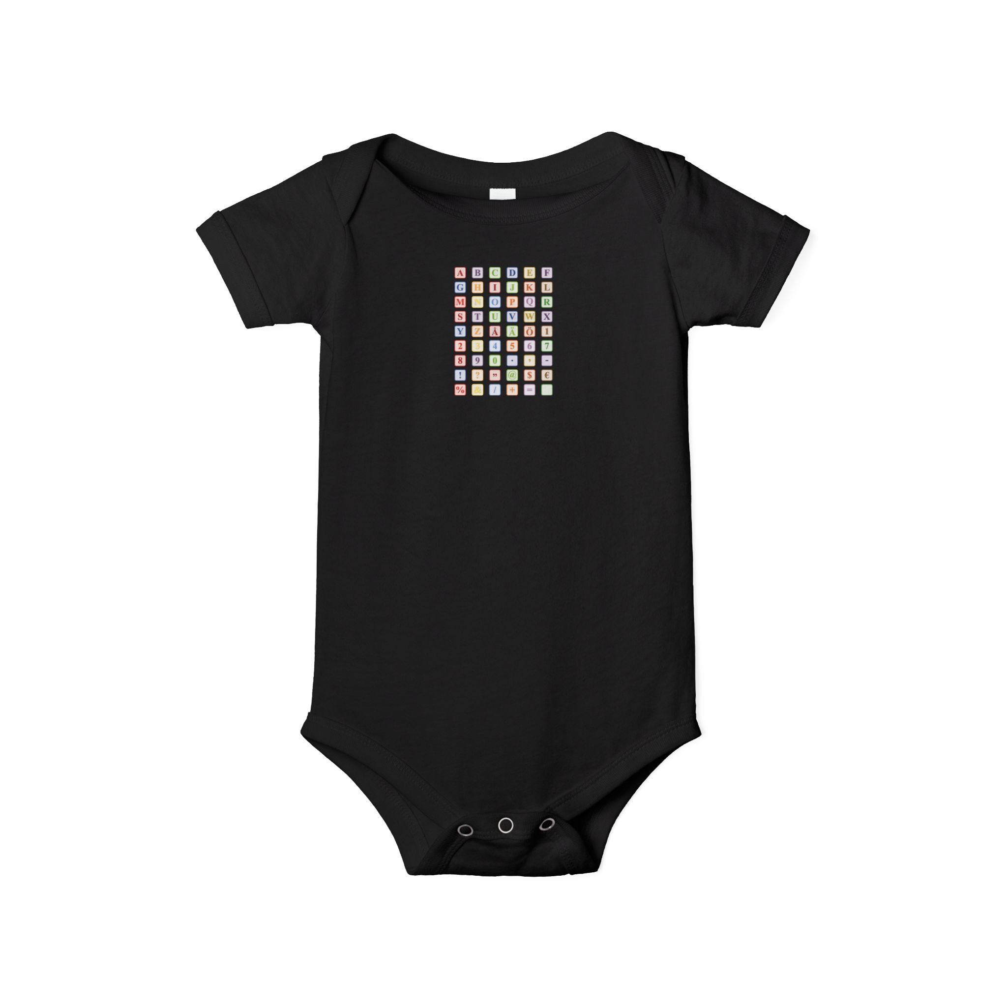 Barboteuse bébé à grille alphabétique colorée