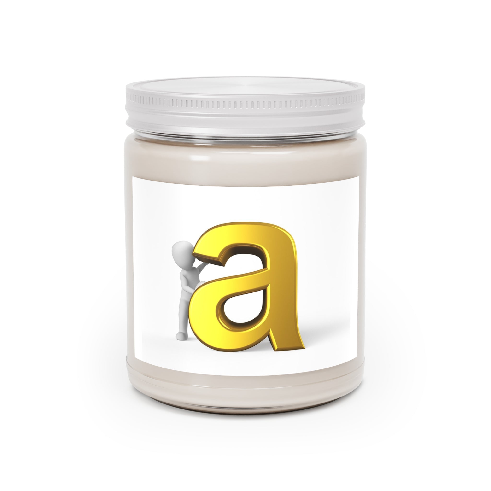Bougie initiale A dorée 9 oz Bougie de soja avec couvercle blanc | Bougie monogramme lettre A