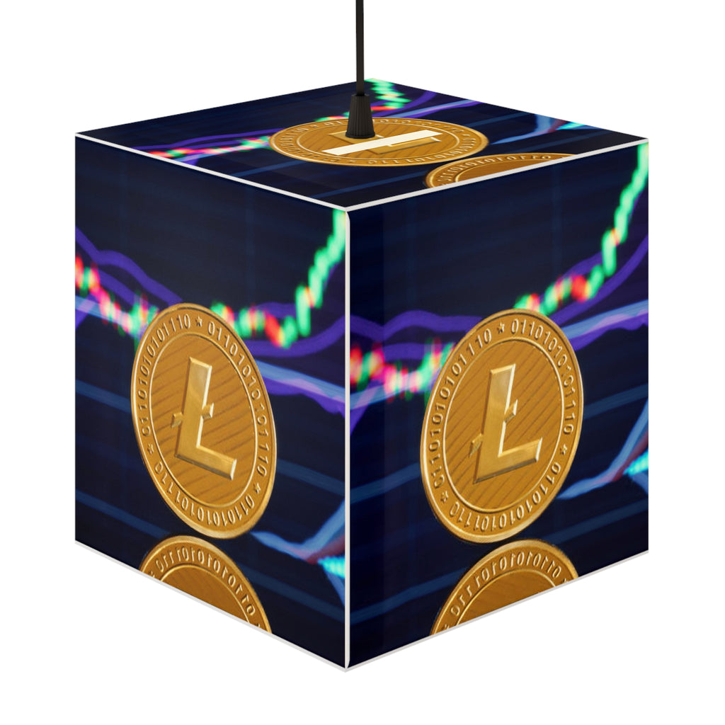 Litecoin Crypto Coin Pattern Light Cube Lamp | Cryptocurrency Decor, Trading Chart Design