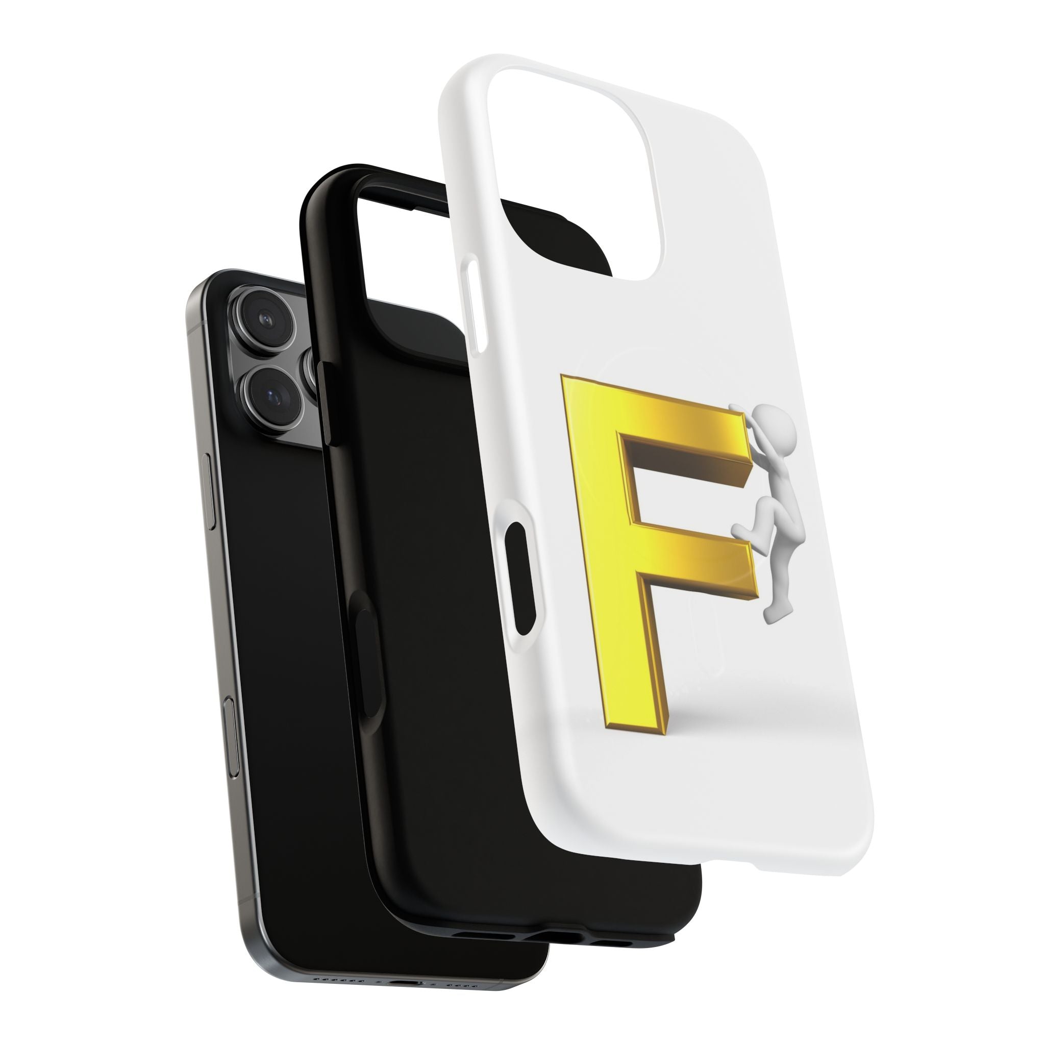 3D Gold Letter F Climber Phone Case | Magnetic Tough Case