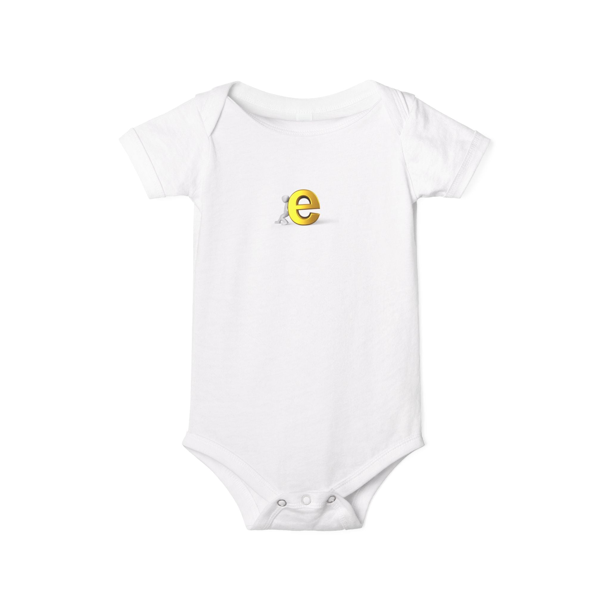 Body bébé jaune avec e minuscule | Combinaison une pièce en jersey pour bébé