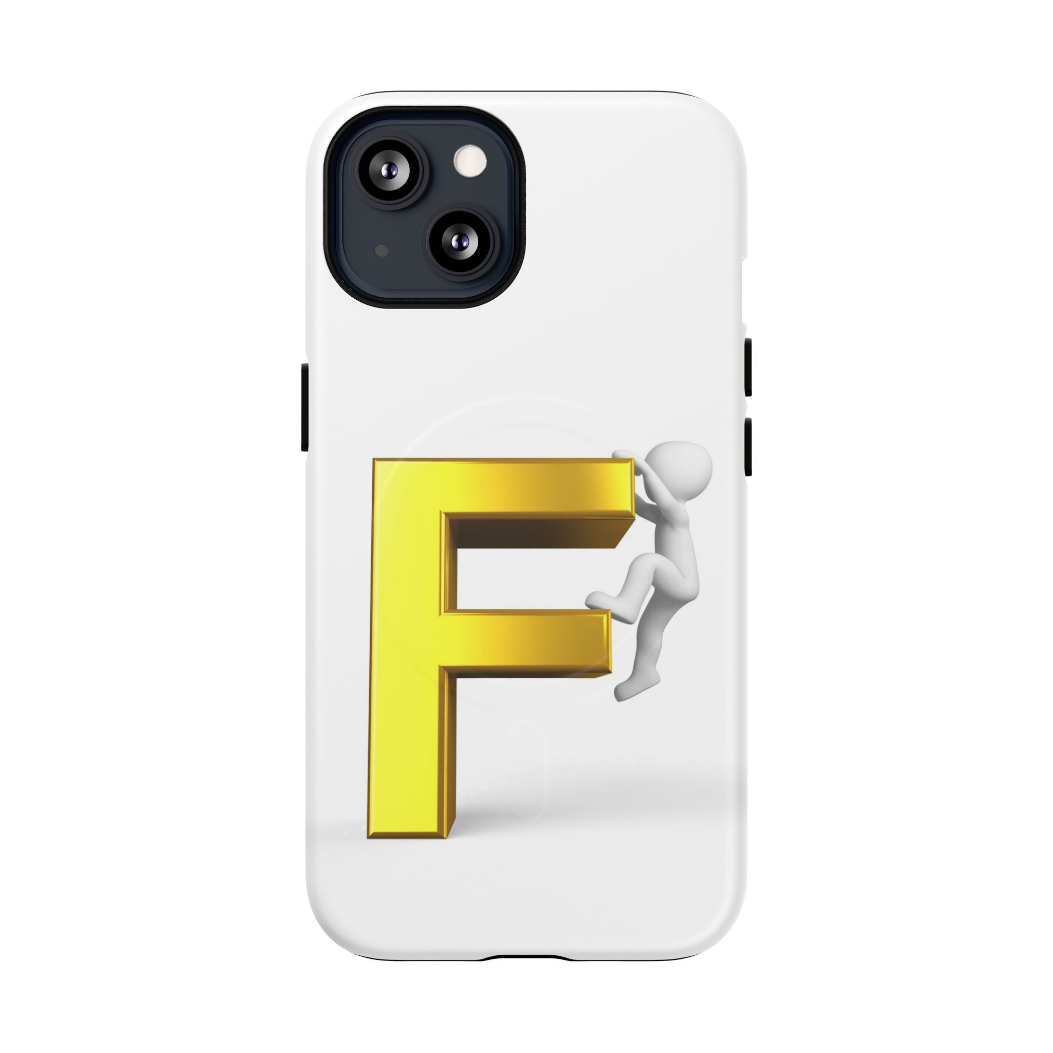 3D Gold Letter F Climber Phone Case | Magnetic Tough Case