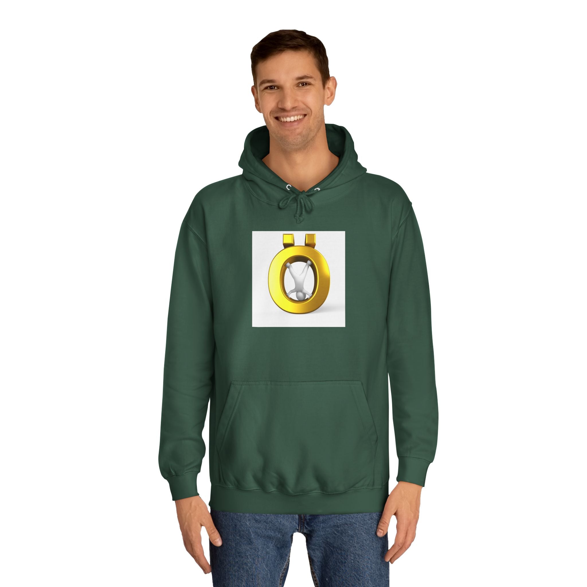 Gold Letter Ö Hoodie | Minimal Jewelry Logo, White Pullover