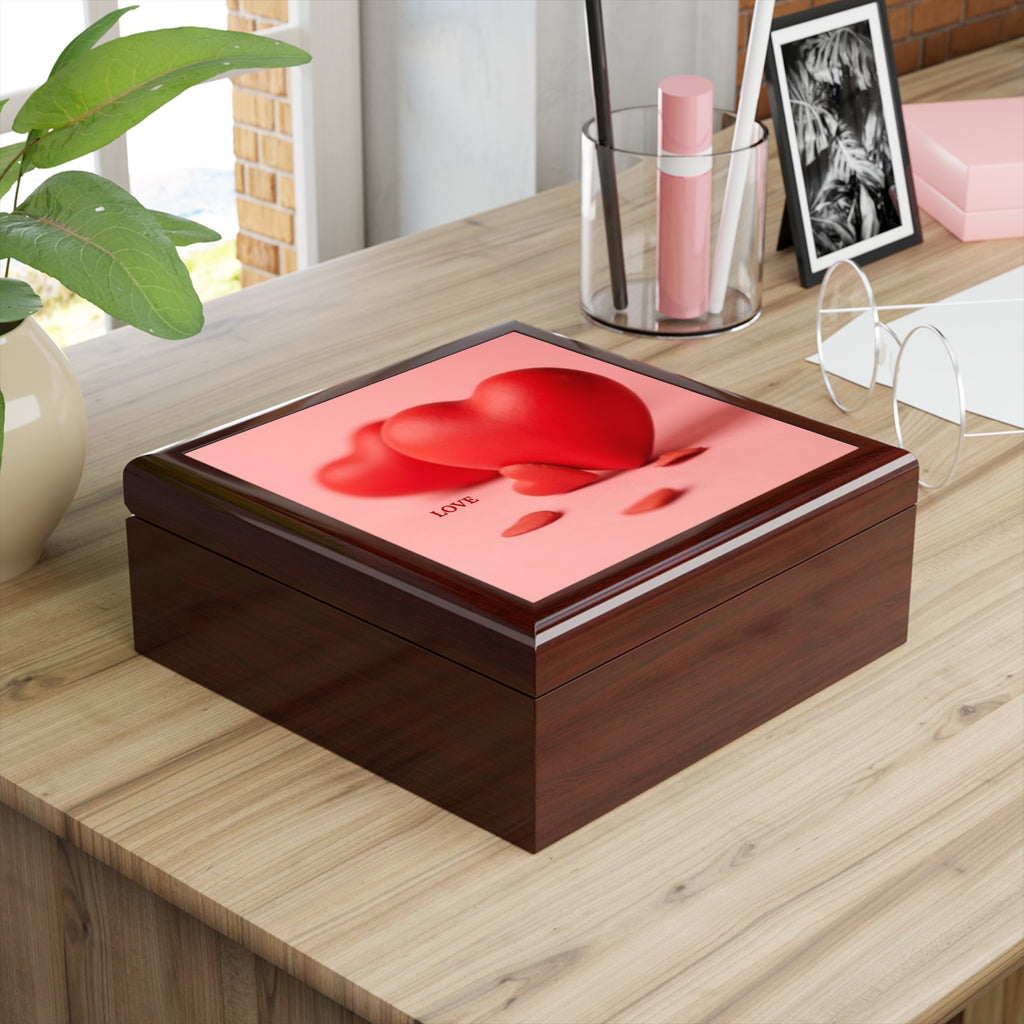Red Heart Trio jewelry box | Valentine love keepsake