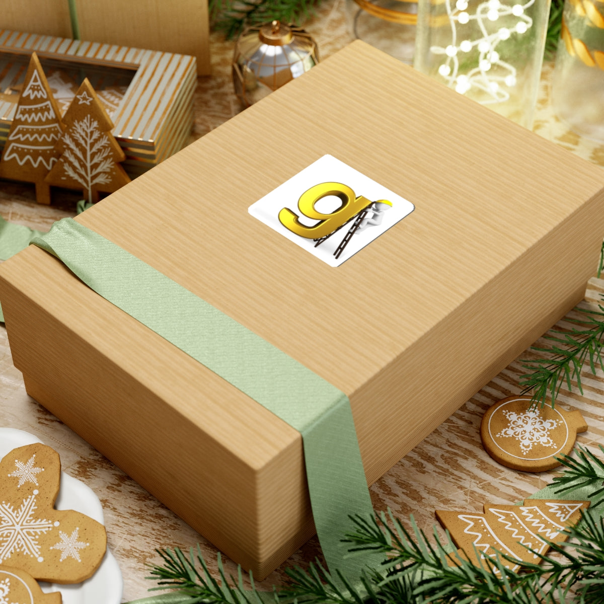 Yellow 3D Letter G with Worker Sticker | Kiss-Cut Sticker