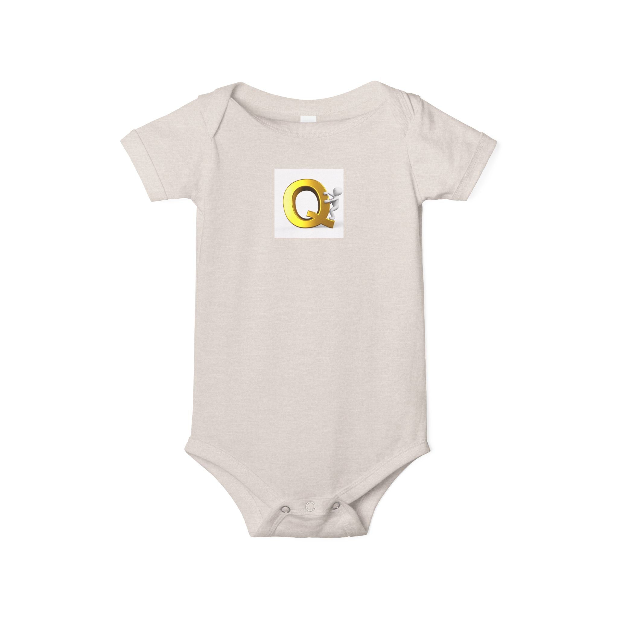 Lettre Q dorée avec figurine mignonne une pièce | Body bébé monogramme
