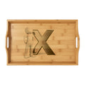 Engraved Stick Figure with X Bamboo Serving Tray | Personalized Serving Tray