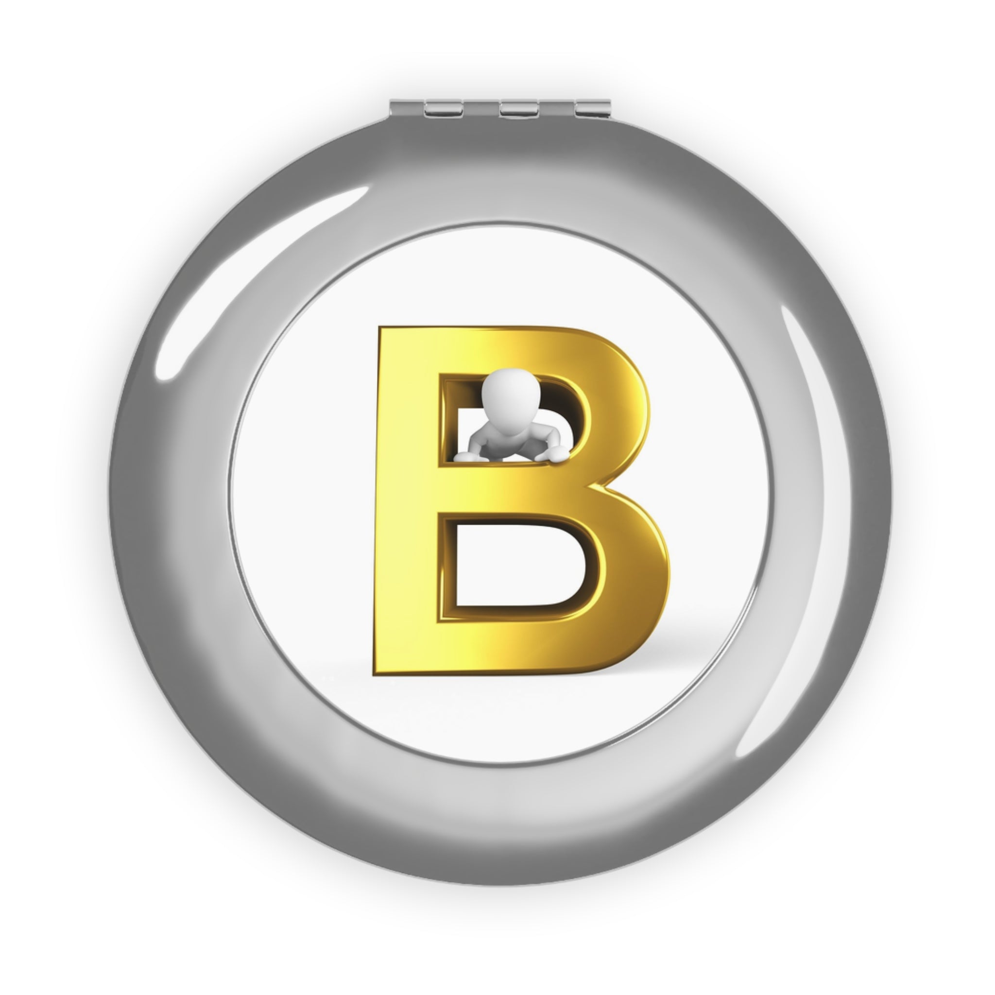 Gold Letter B Monogram Compact Travel Mirror | Initial B Pocket Mirror