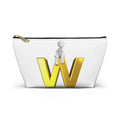 Gold Letter W with Sitting Figure Accessory Pouch | Initial Makeup Bag