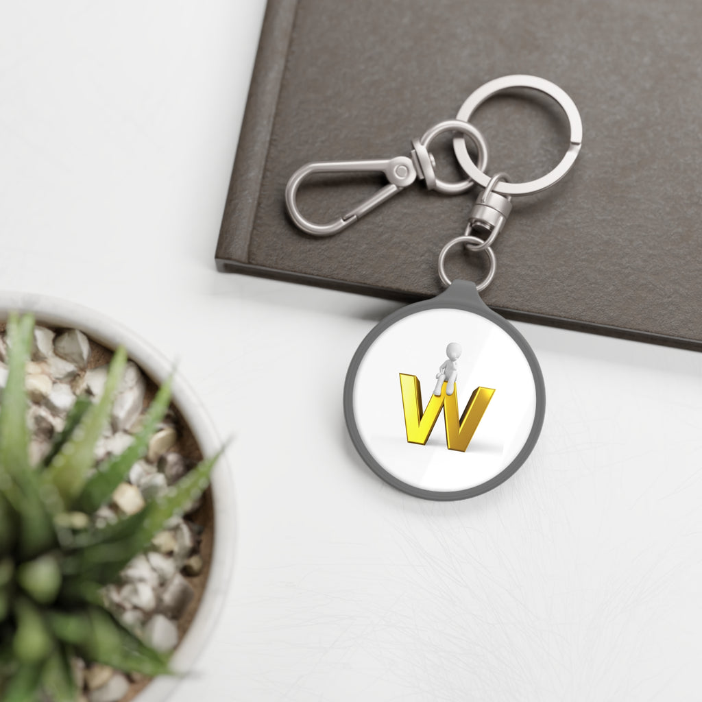 Gold W Letter Monogram Keyring Tag | Initial Keychain