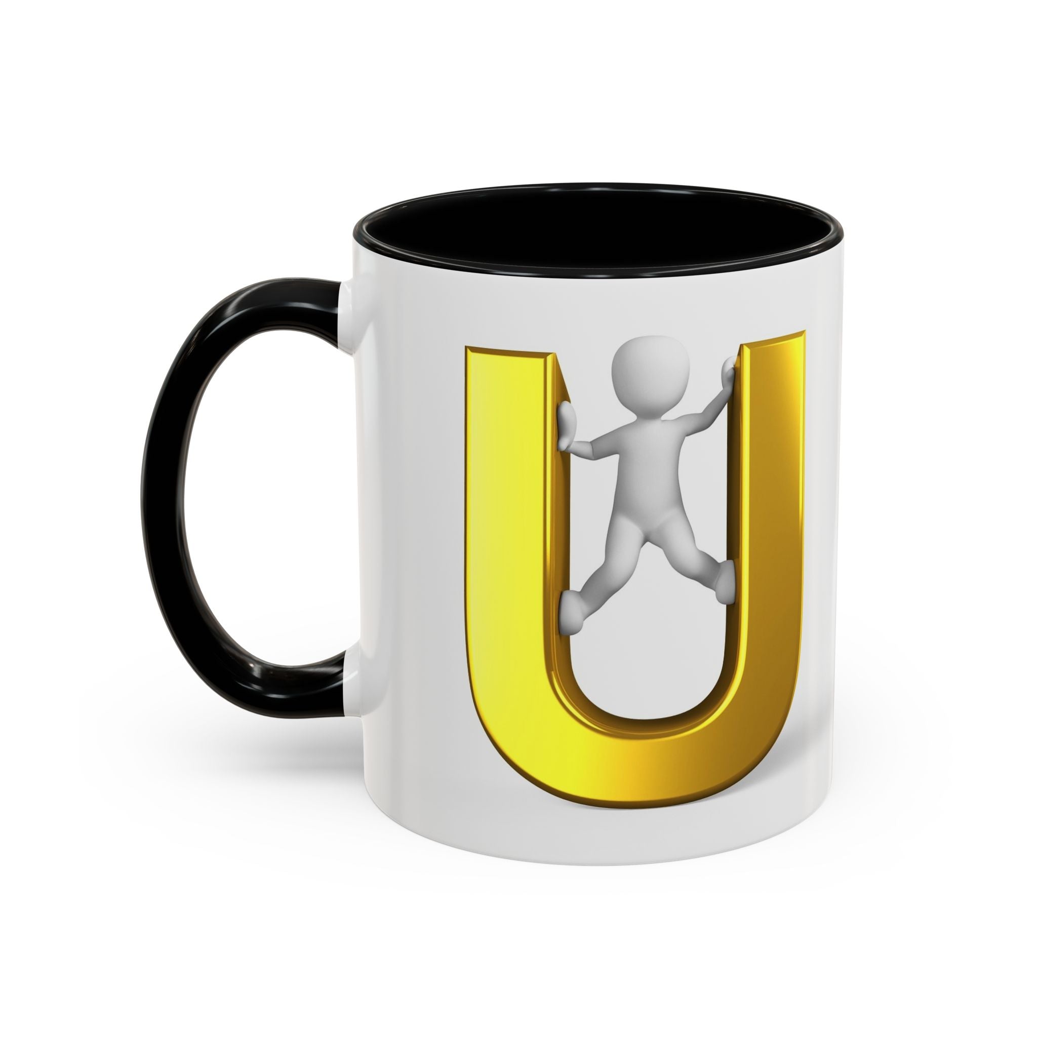 Mug en 3D avec lettre U dorée | Tasse à café 325 ml ou 440 ml