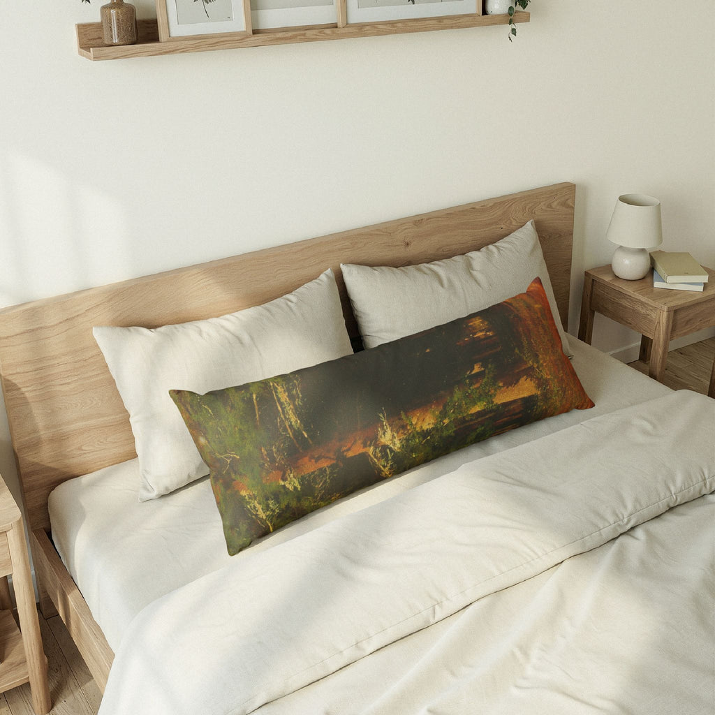 Forest Path Body Pillow | Rustic Woodland Landscape Bolster