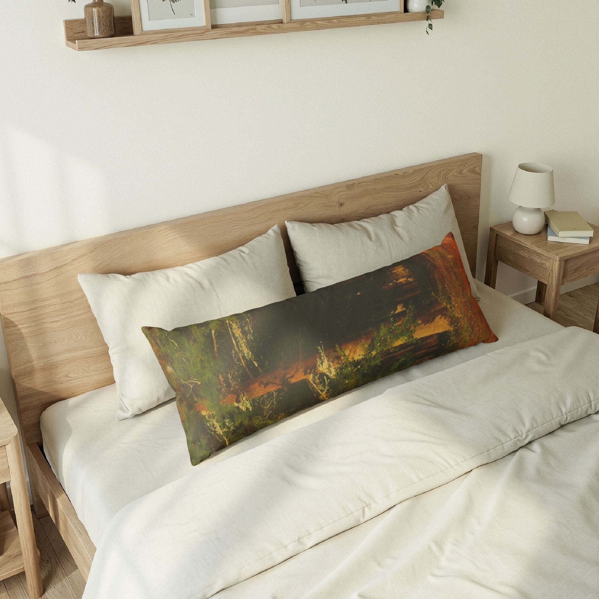Forest Path Body Pillow | Rustic Woodland Landscape Bolster