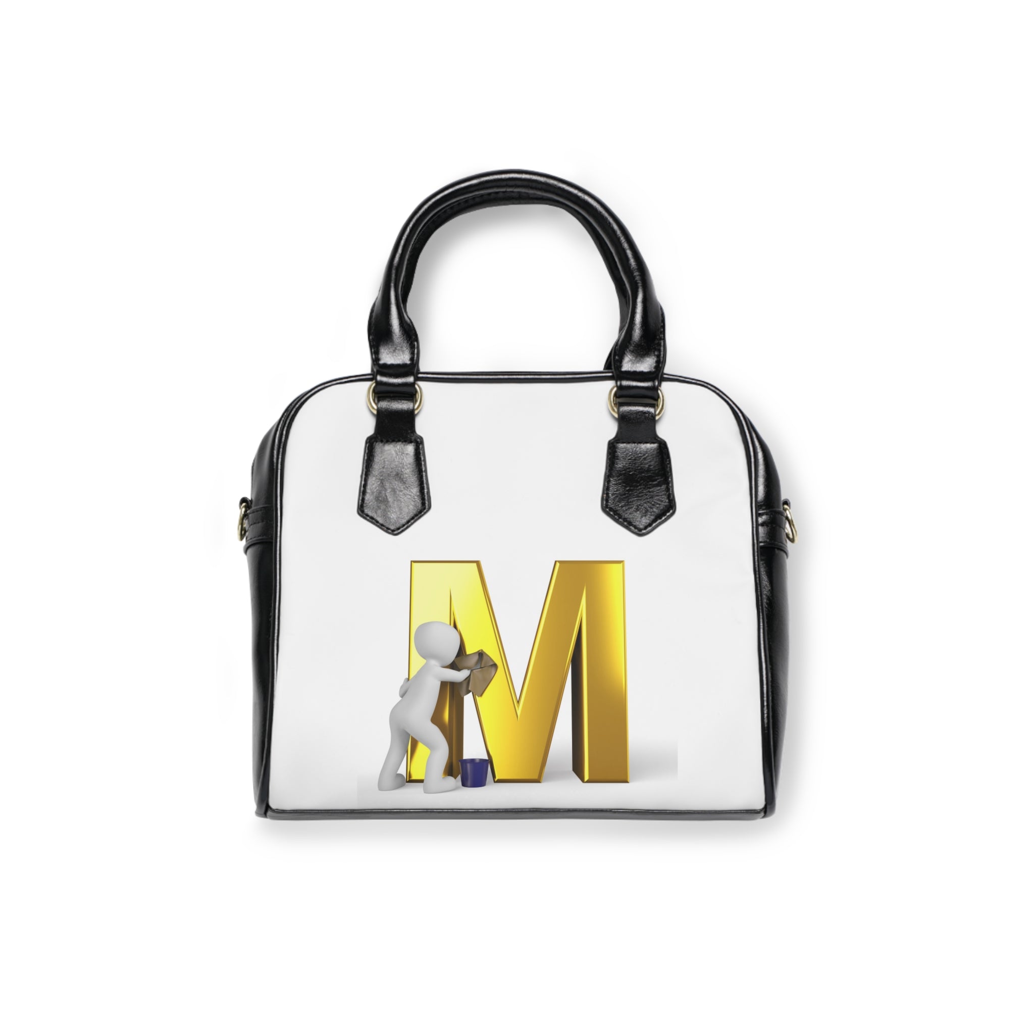 Gold Letter M Monogram Shoulder Handbag | Initial M Purse