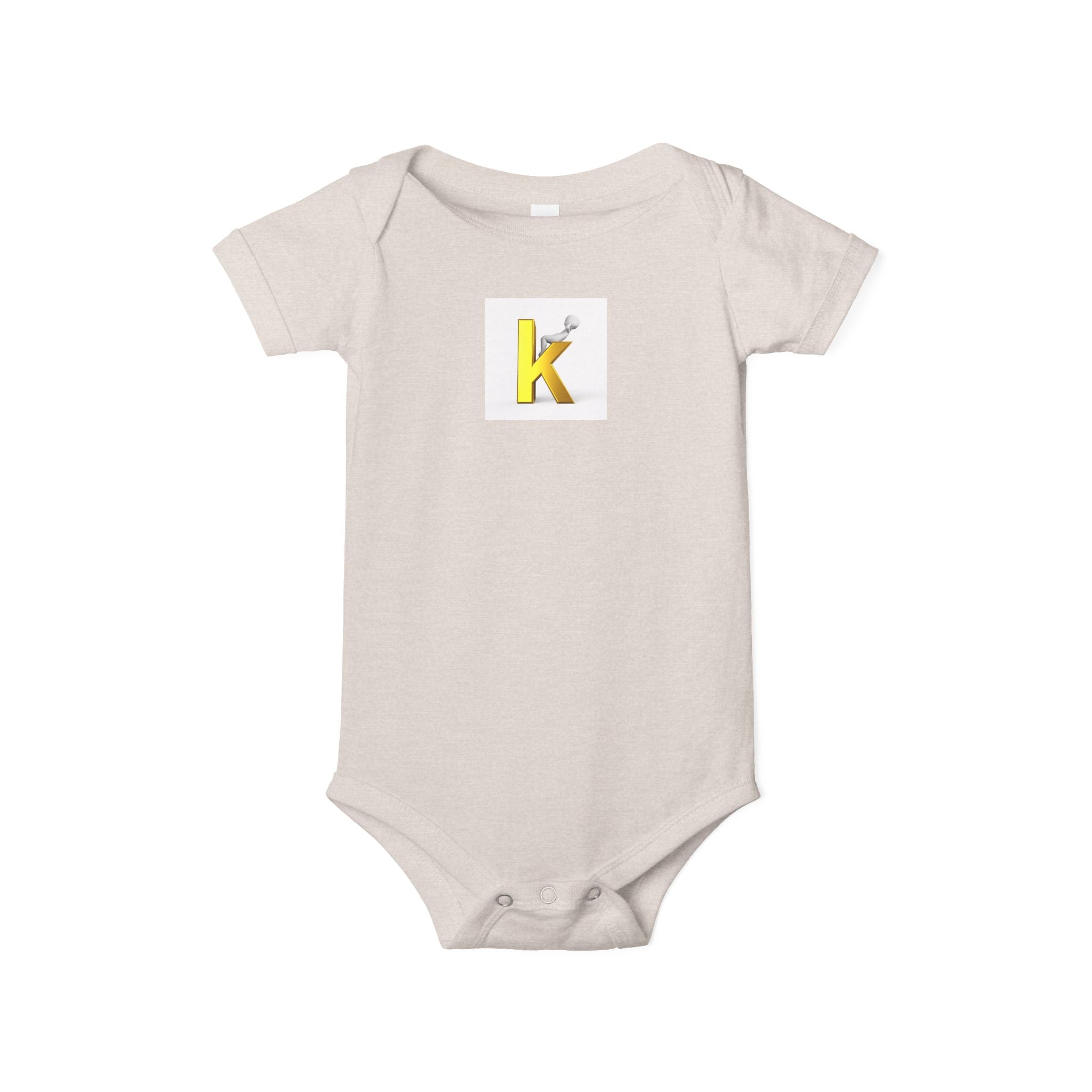 Grenouillère bébé initiale K lettre jaune | Combinaison bébé une pièce