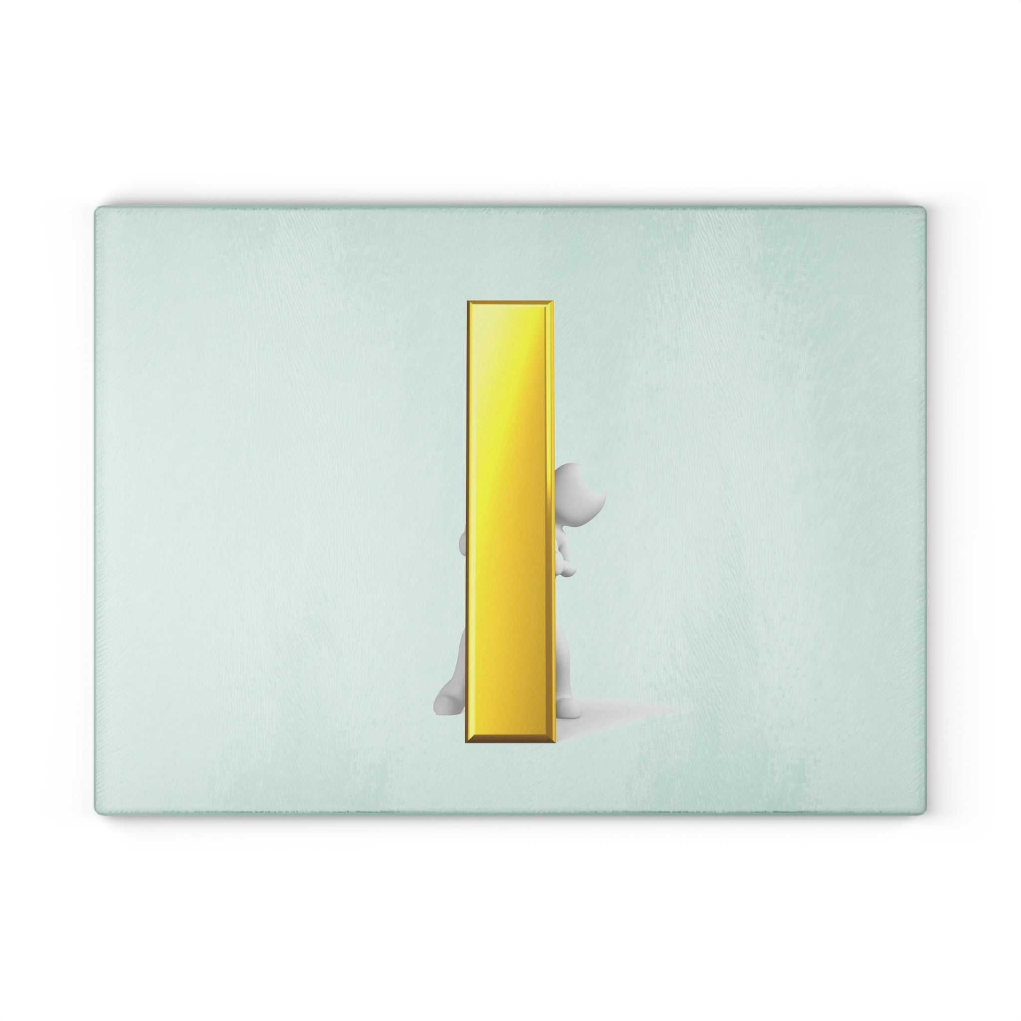 Yellow Letter I Illustration Glass Cutting Board | Minimal Alphabet Kitchen Decor