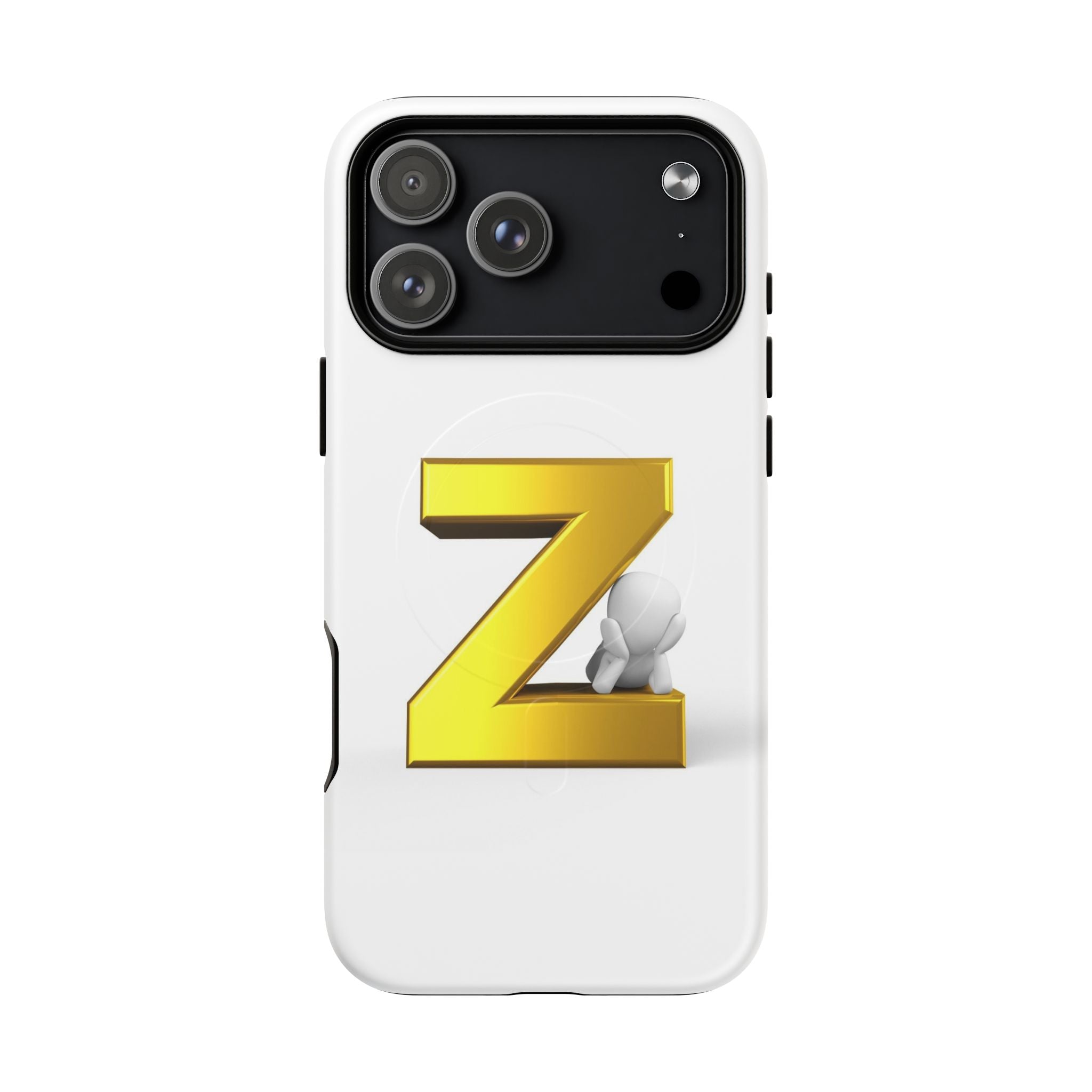 Coque de Téléphone Lettre Z Or 3D | Coque Magnétique Robuste, Initiale Monogramme