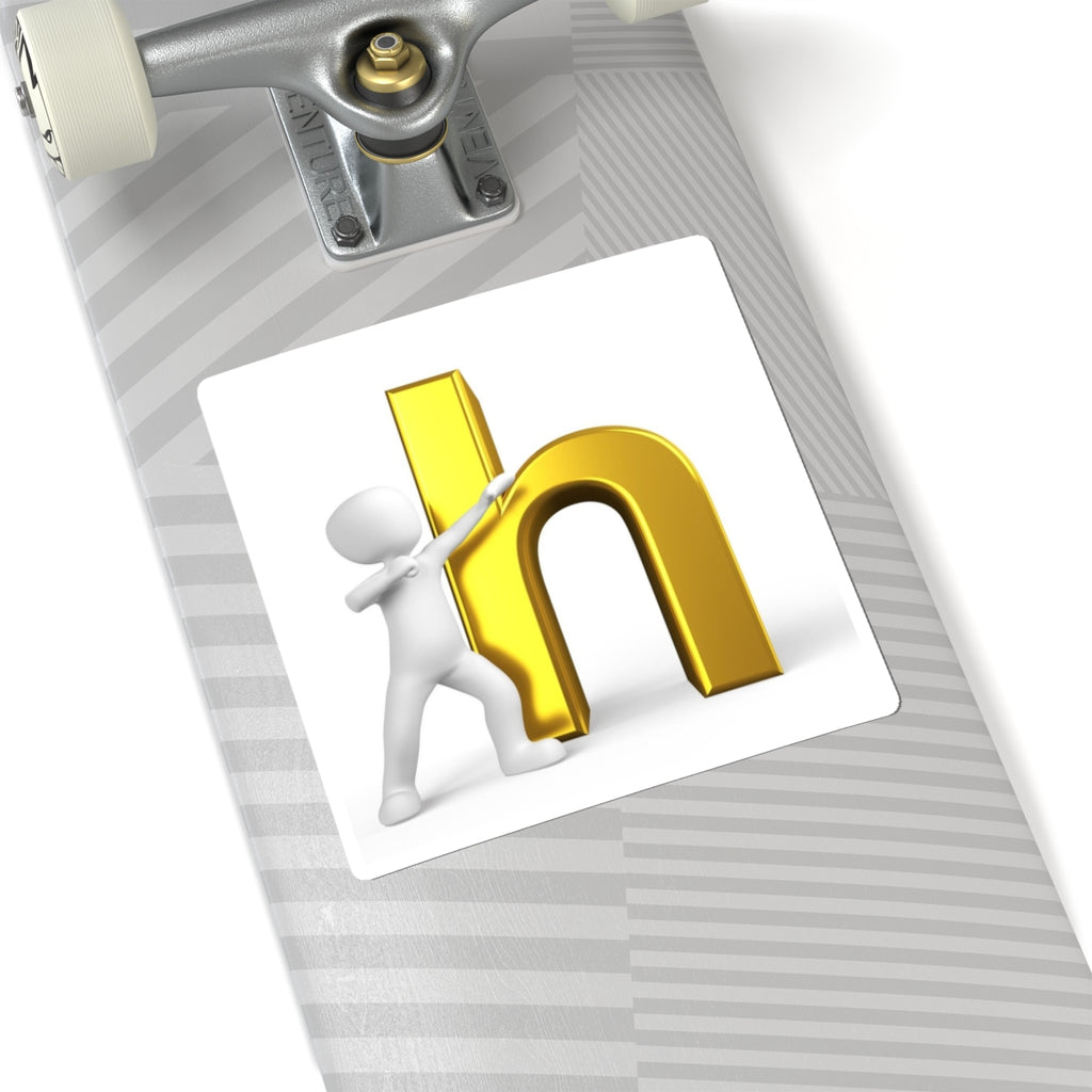 3D Gold Letter H with Figure Kiss-Cut Sticker | Single Letter Monogram Decal