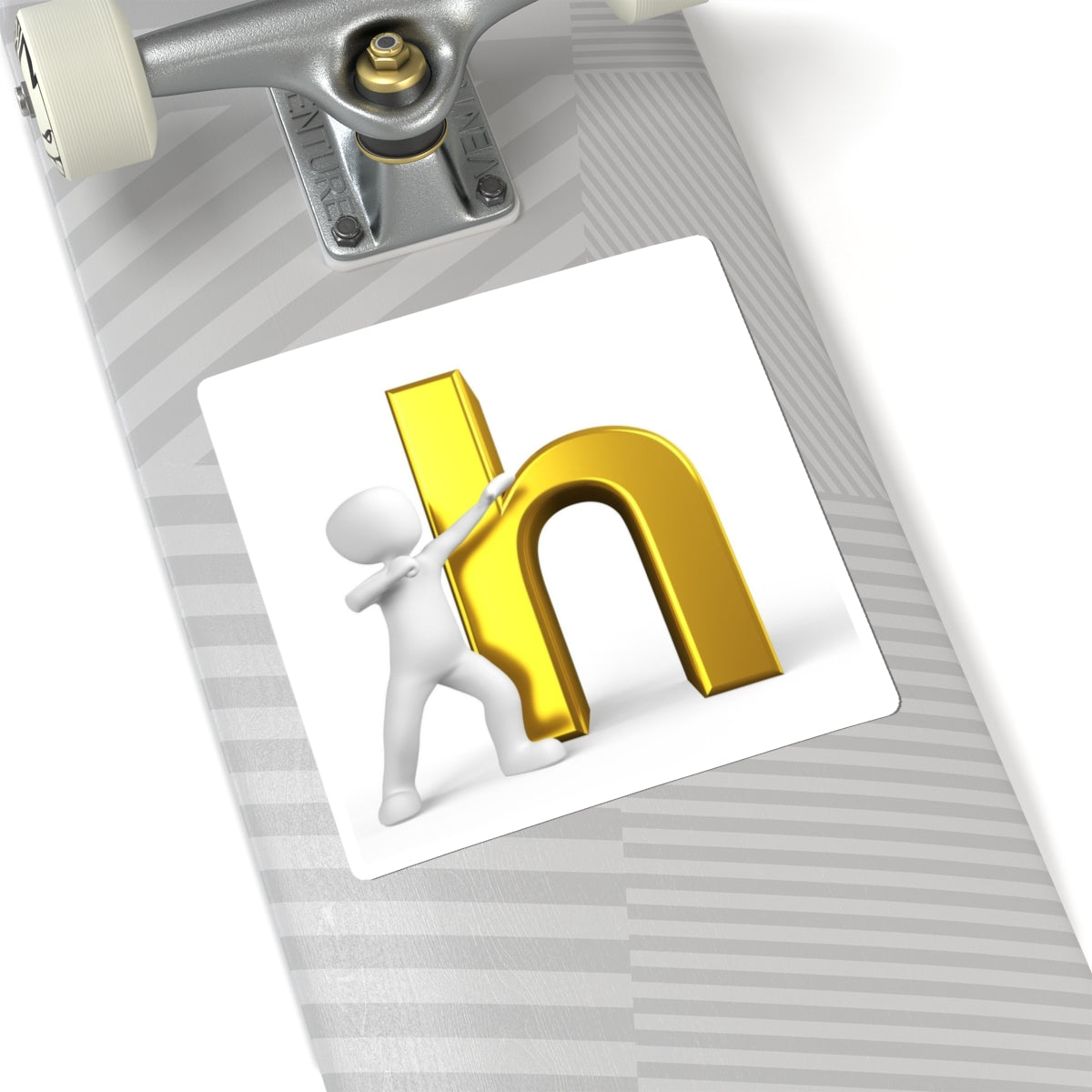 3D Gold Letter H with Figure Kiss-Cut Sticker | Single Letter Monogram Decal