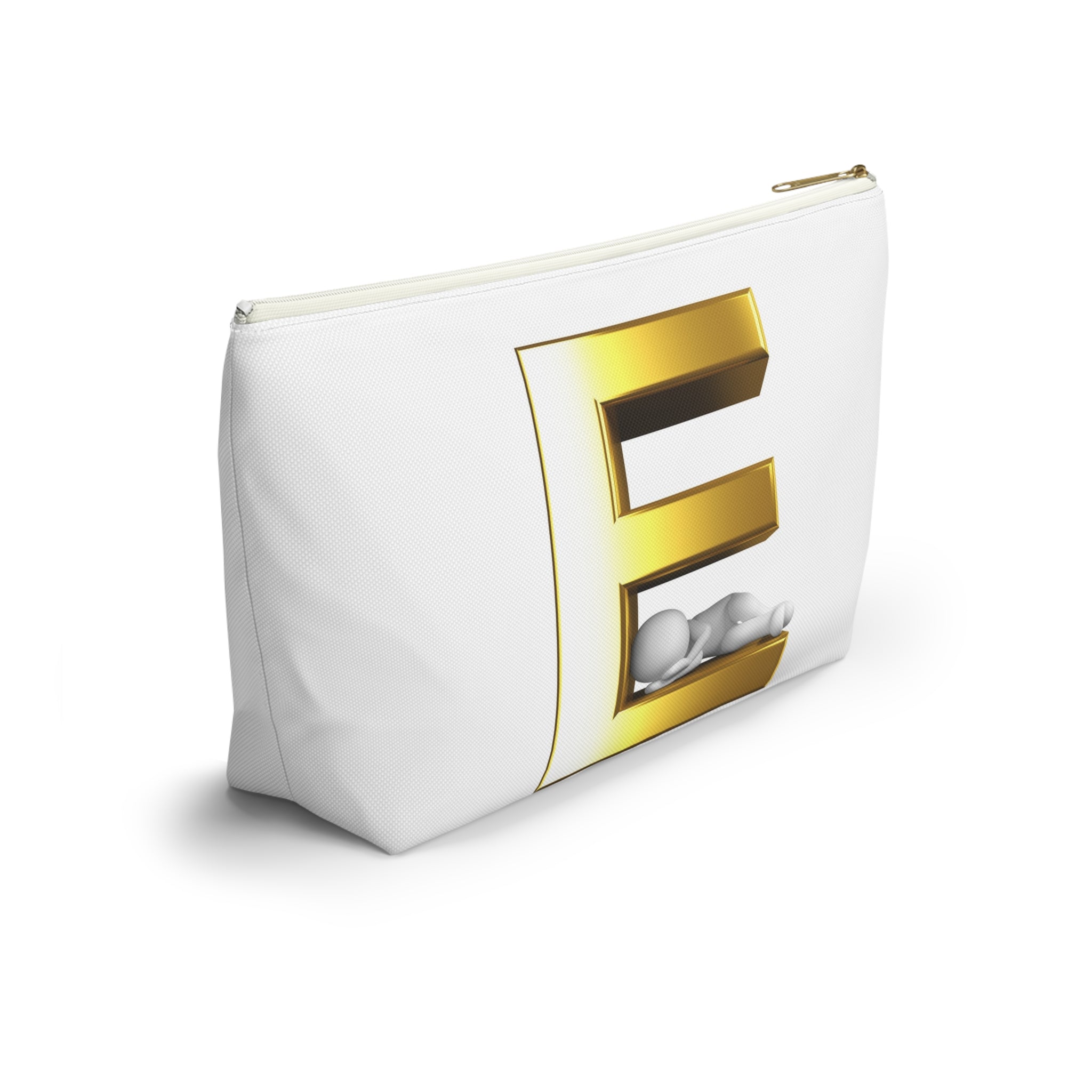 Golden Letter E with Sleeping Baby Accessory Pouch