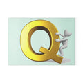Gold Letter Q with Climber Glass Cutting Board | Monogram Initial Kitchen
