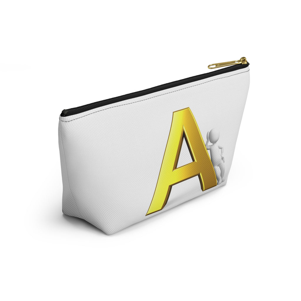 Gold Letter A Monogram Accessory Pouch | T-Bottom Cosmetic Bag