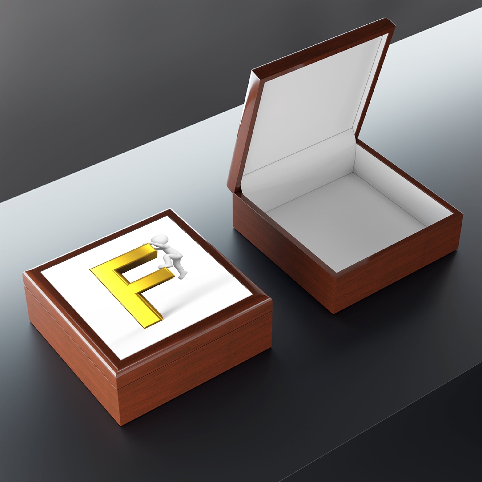 Climbing Letter F Jewelry Box | Monogram Initial Keepsake