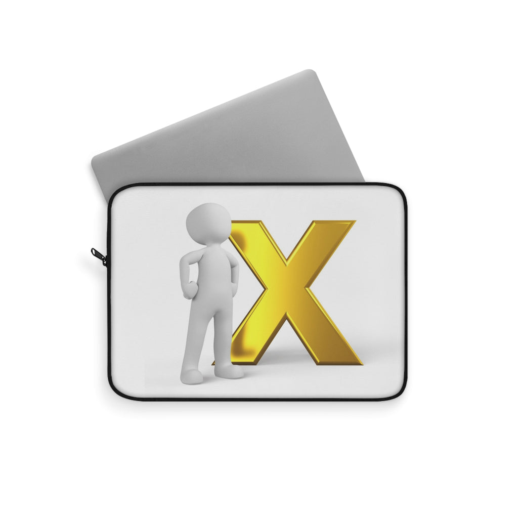 3D Stick Figure with Gold X Laptop Sleeve | Minimal Tech Design