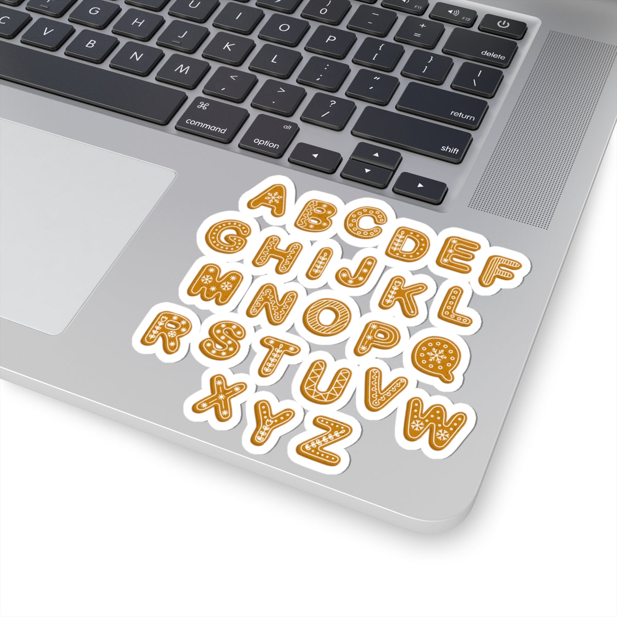 Gingerbread Alphabet Stickers Kiss-Cut Sticker Sheet | Cookie Letter Decals
