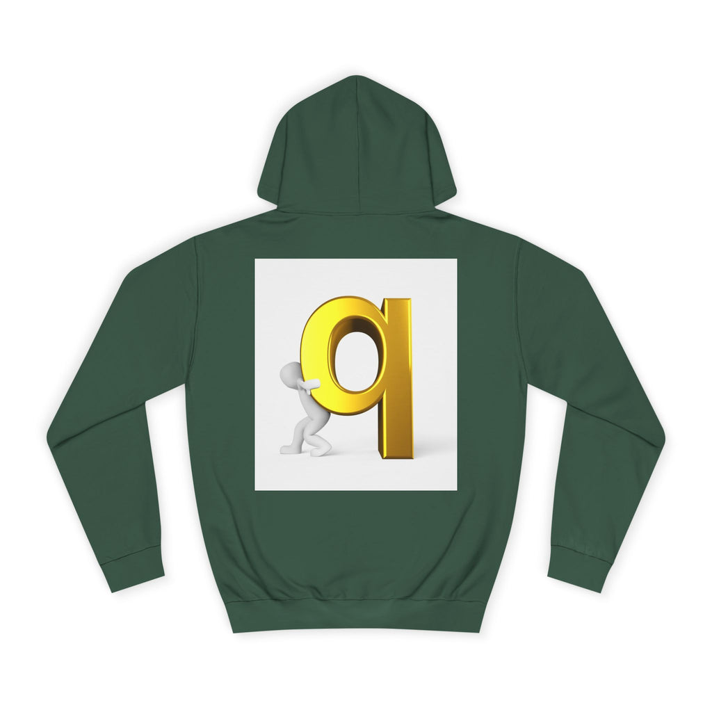 Gold Letter Q Hoodie | 3D Figure Pushing Q Graphic