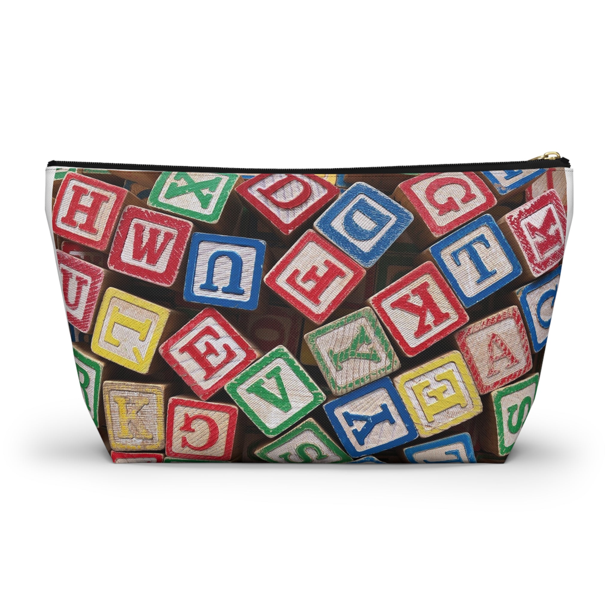 Scattered Wooden Alphabet Blocks Accessory Pouch