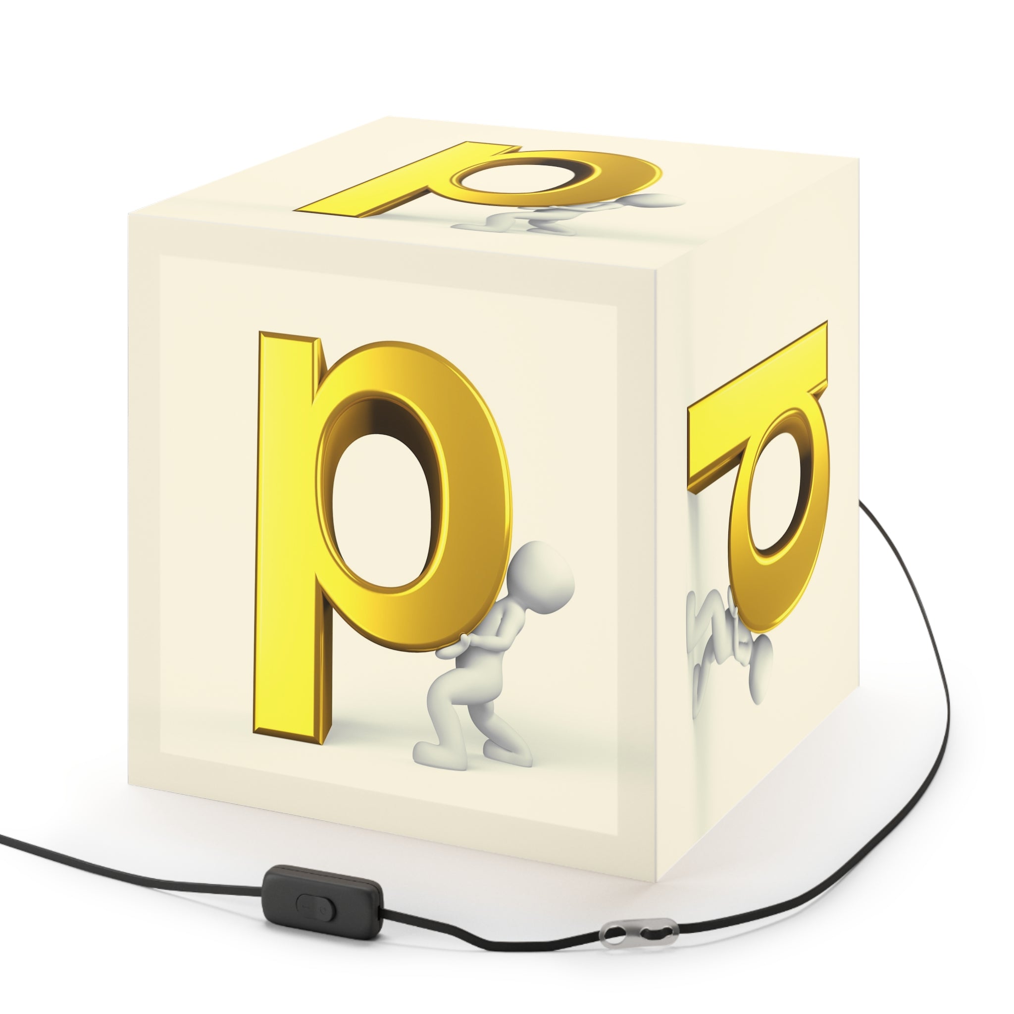 3D Gold Letter P Light Cube Lamp | Room Decor, Hanging Pendant