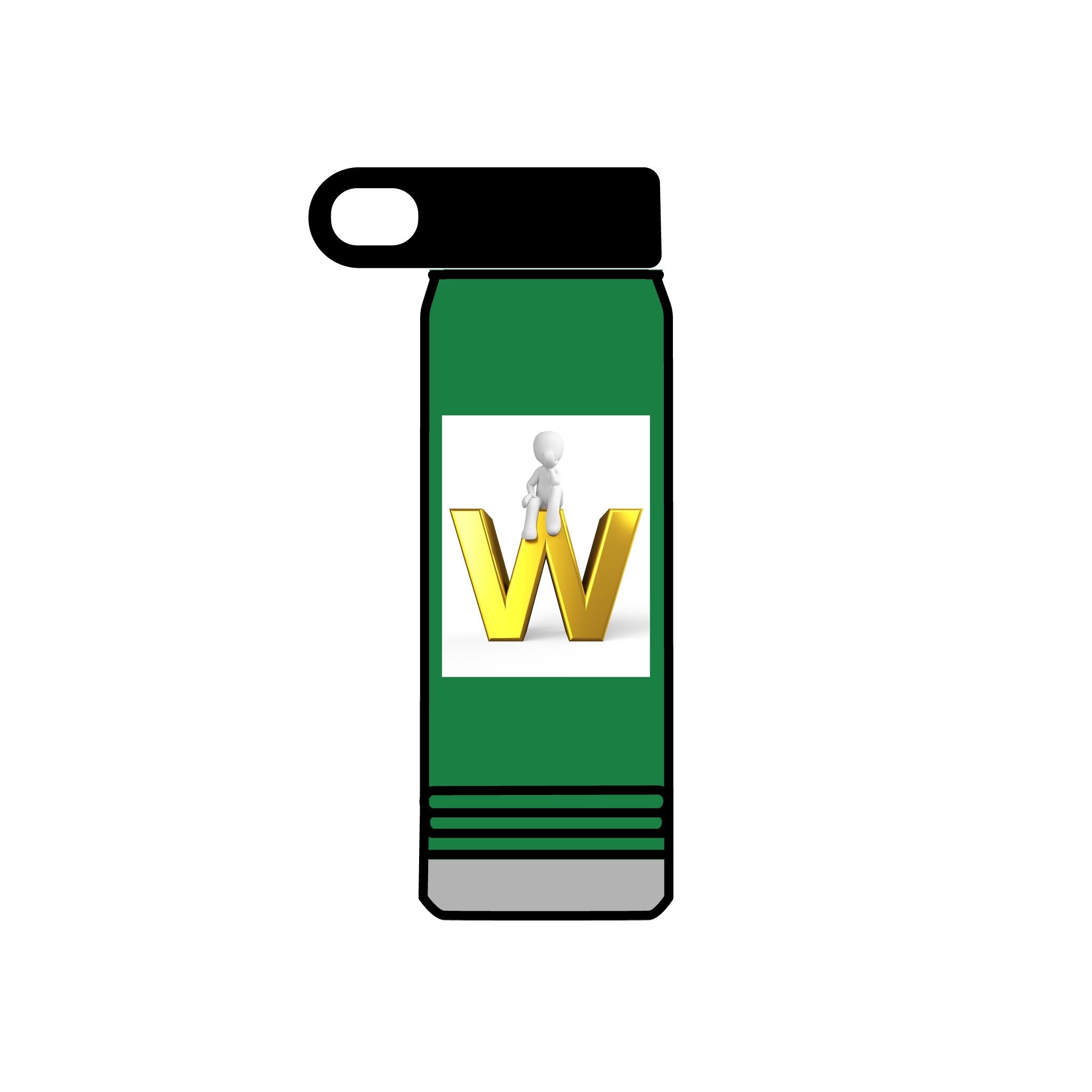 Yellow 3D W Letter with Figure Water Bottle | 20oz Stainless