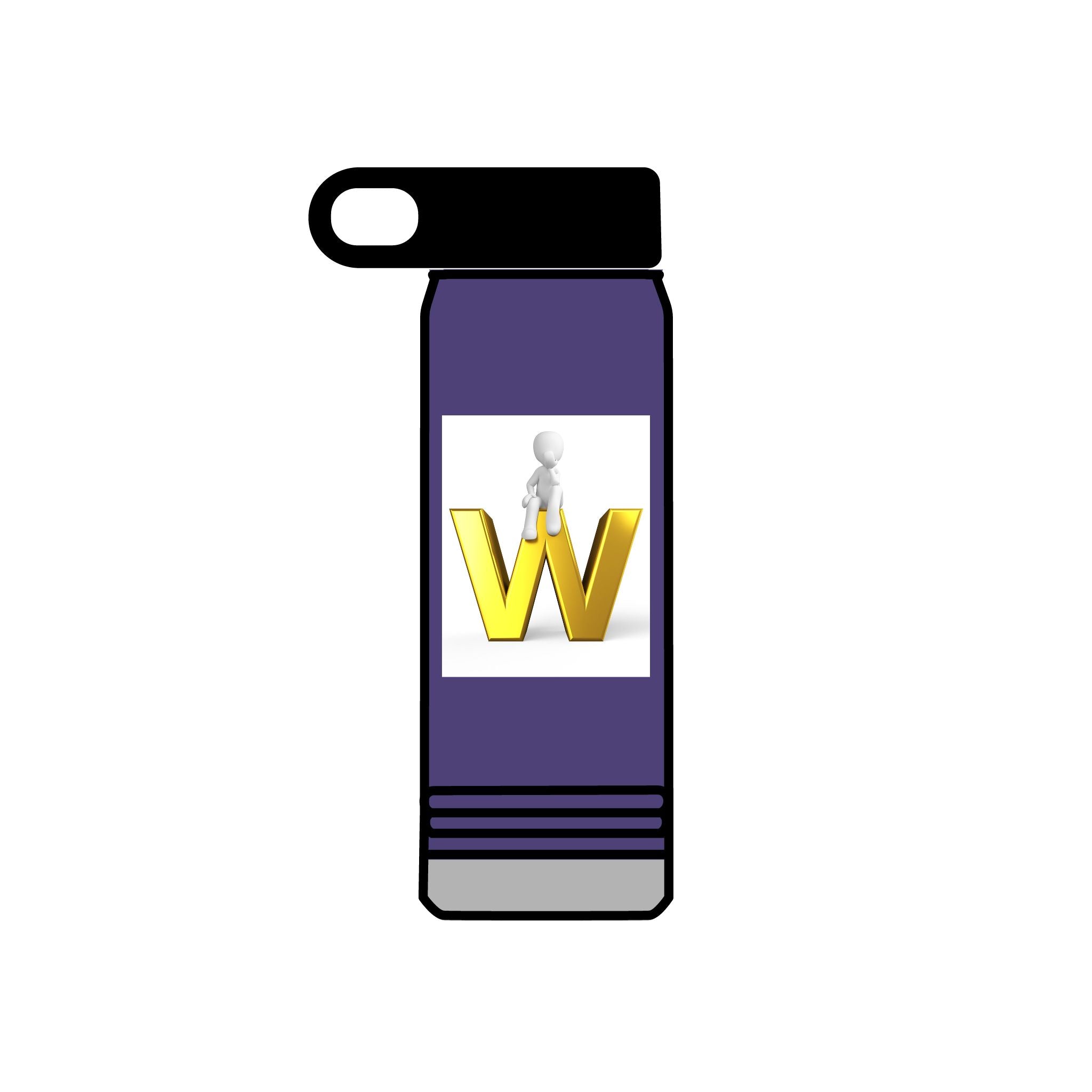 Yellow 3D W Letter with Figure Water Bottle | 20oz Stainless