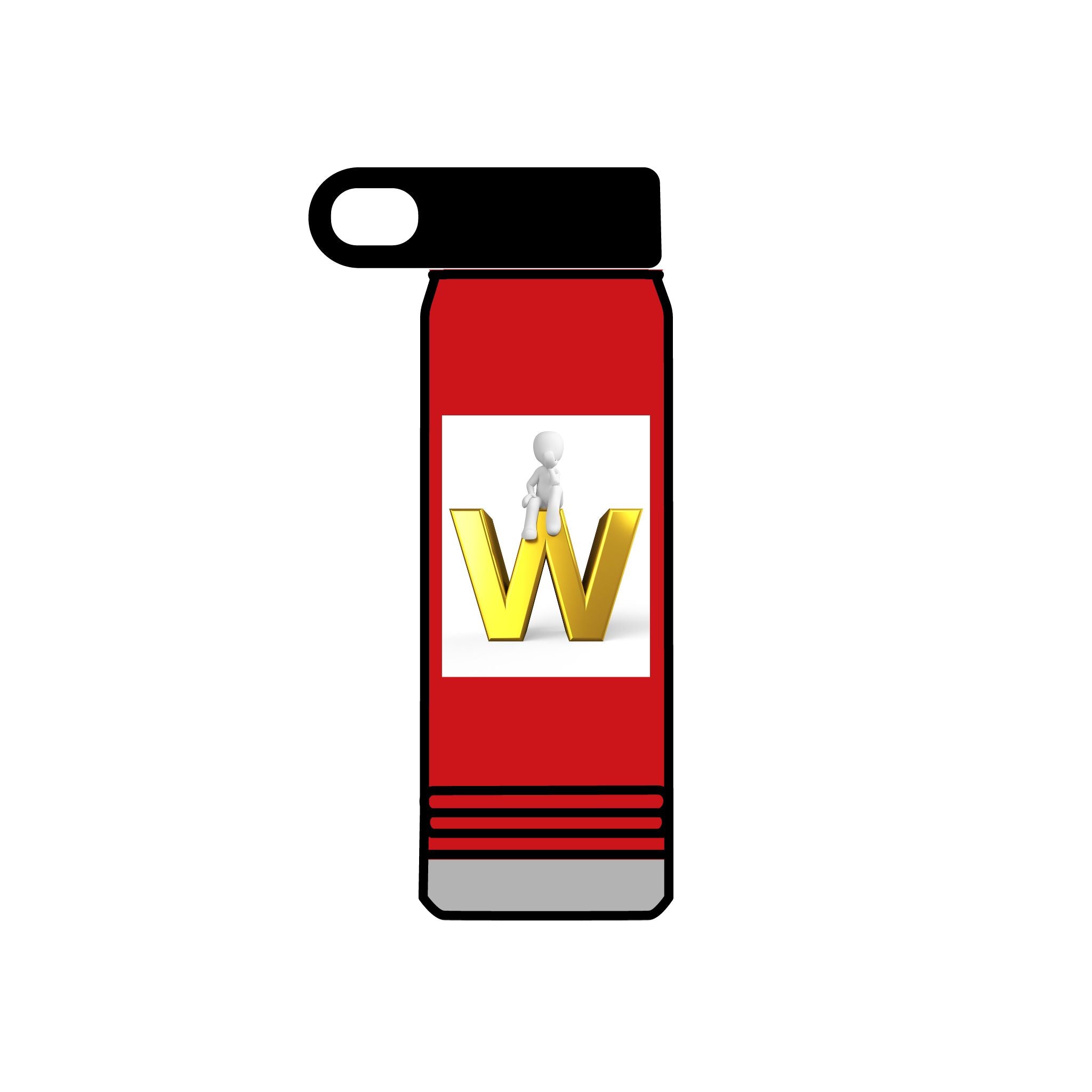 Yellow 3D W Letter with Figure Water Bottle | 20oz Stainless