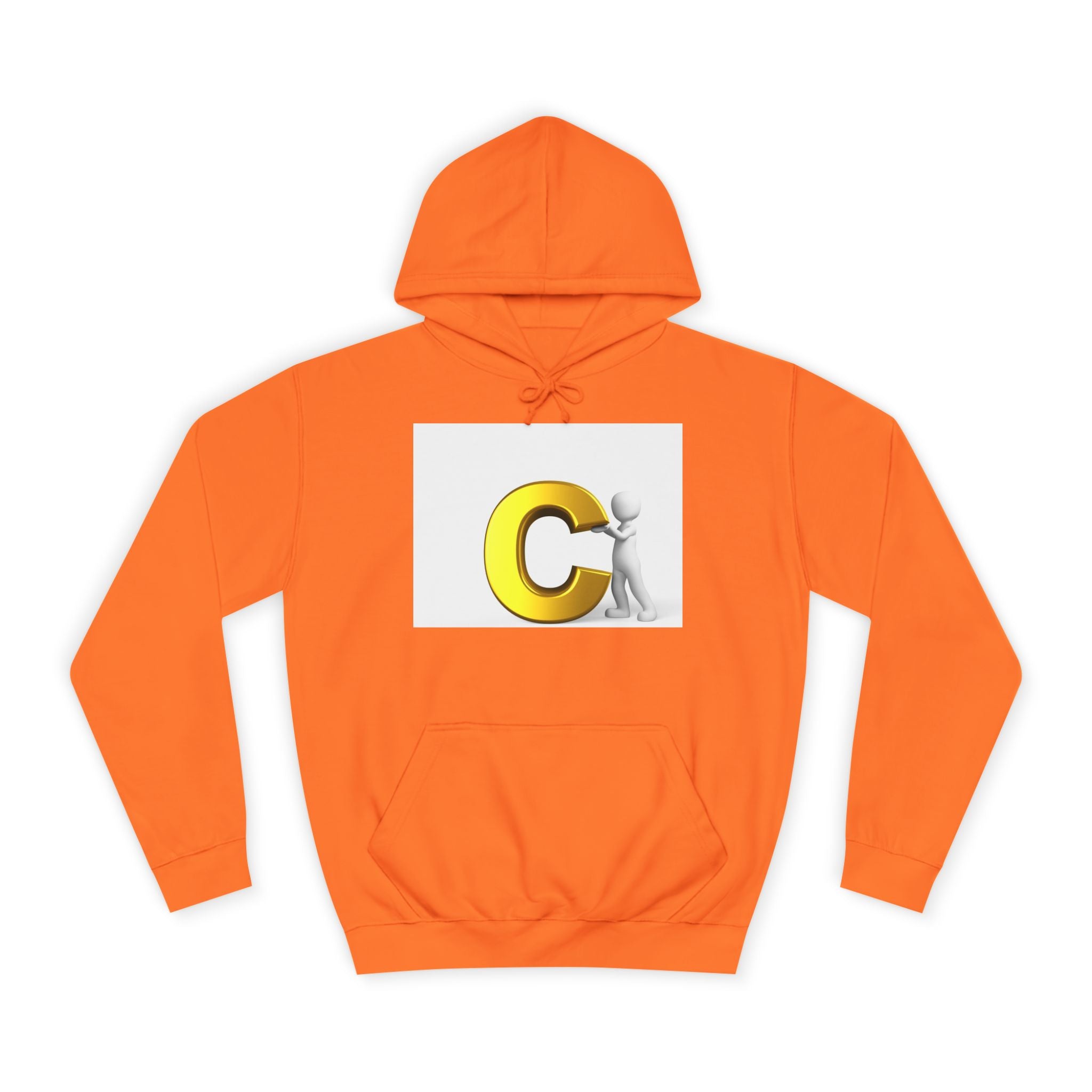 Sweat à capuche jaune 3D lettre C avec personnage | Sweat-shirt monogramme initial